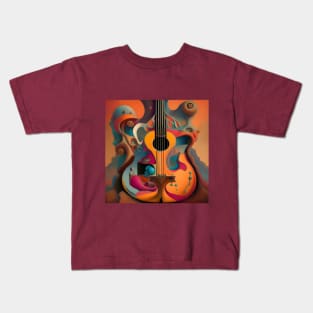 Surrealistic Guitar Abstract Landscape Kids T-Shirt